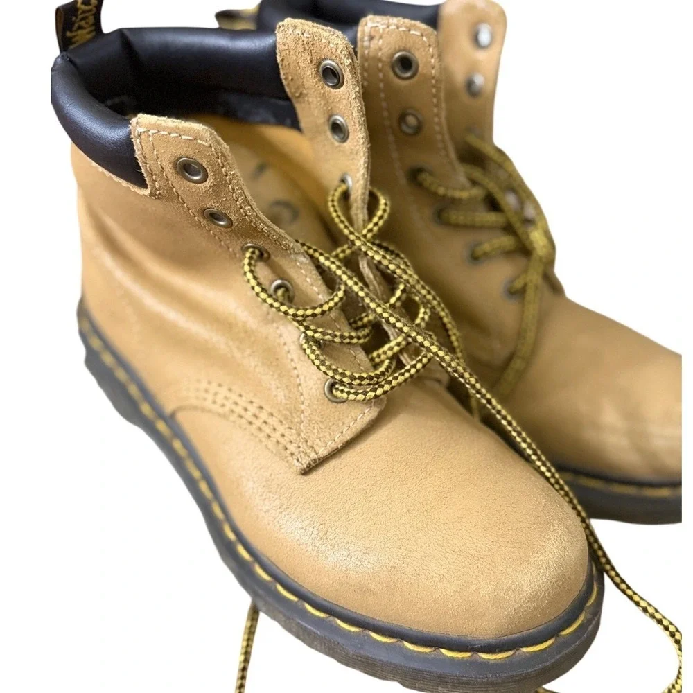Dr. Martens 939 Tan Nubuck Leather 6-Eye Padded Collar Boots Mens 7